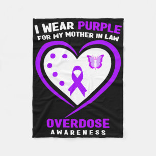 I Wear Purple For My Mother In Law Overdose Awaren Fleece Blanket