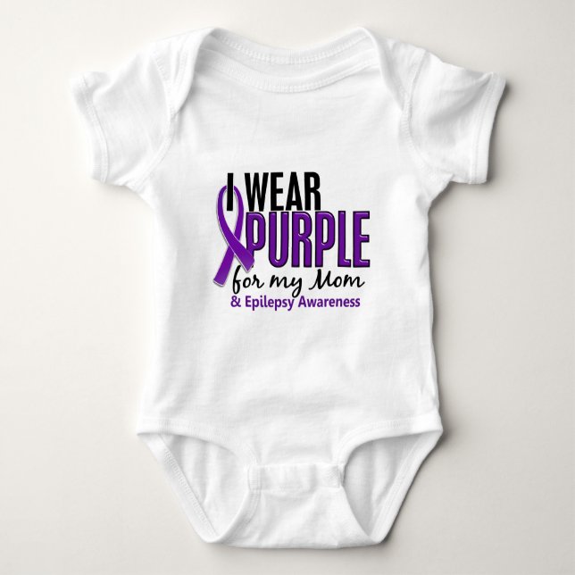 I Wear Purple For My Mum 10 Epilepsy Baby Bodysuit (Front)