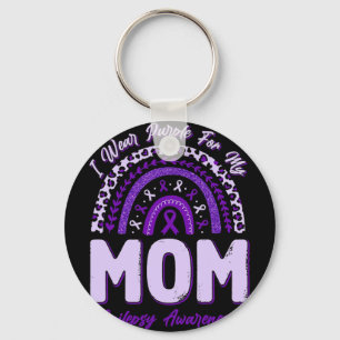 I Wear Purple For My Mum Epilepsy Awareness Rainbo Key Ring