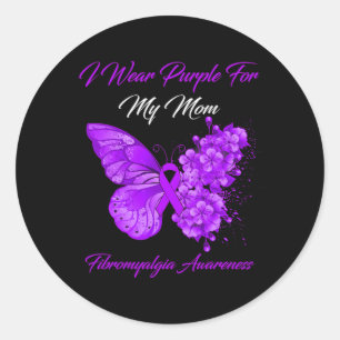 I Wear Purple For My Mum Fibromyalgia Warrior  Classic Round Sticker