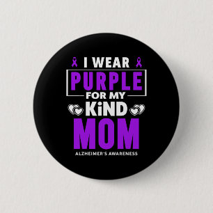 I Wear Purple For My Mum Heimerheimer Awareness 6 Cm Round Badge