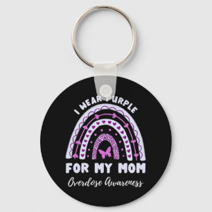 I Wear Purple For My Mum Overdose Awareness Rainbo Key Ring