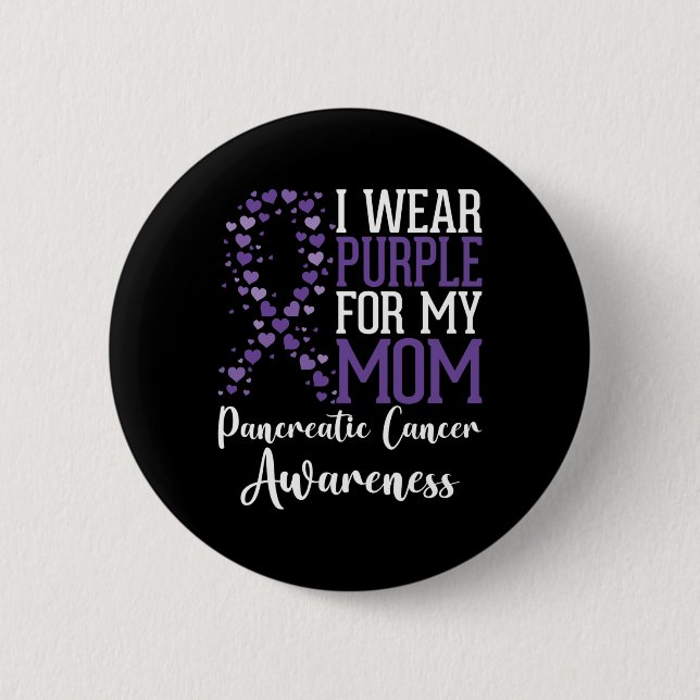 I wear Purple for my Mum Pancreatic Cancer Awarene 6 Cm Round Badge (Front)