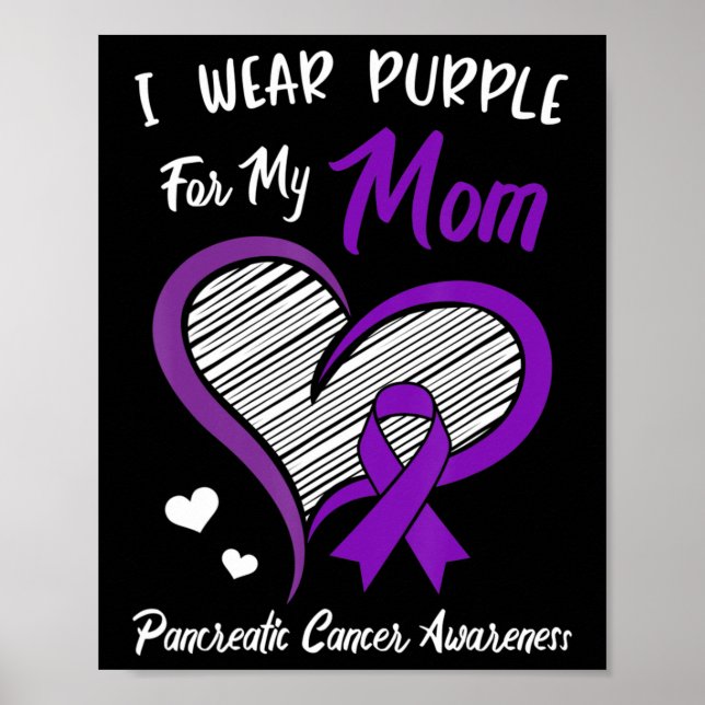 I wear Purple for my Mum Pancreatic Cancer Awarene Poster (Front)