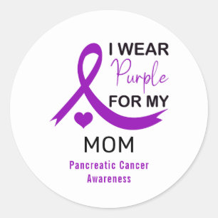 I Wear Purple For My Mum Pancreatic Cancer Classic Round Sticker