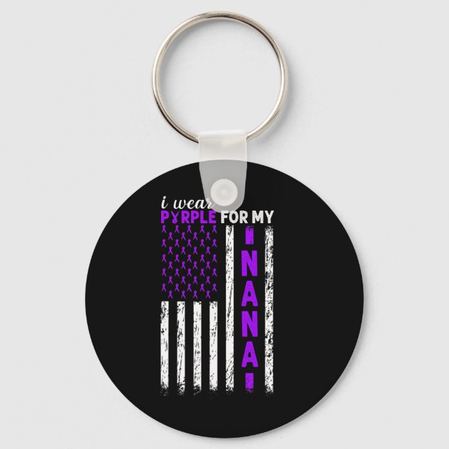 I Wear Purple For My Nana Pancreatic Cancer Usa Fl Key Ring (Front)