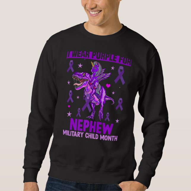 I Wear Purple For My Nephew Military Kids Child Mo Sweatshirt (Front)