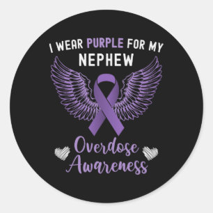 I Wear Purple For My Nephew Overdose Awareness Classic Round Sticker