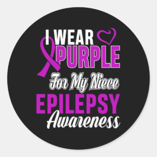 I Wear Purple For My Niece Epilepsy Awareness 1 Classic Round Sticker