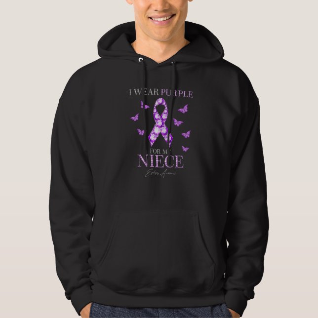I Wear Purple For My Niece Epilepsy Awareness Mont Hoodie (Front)