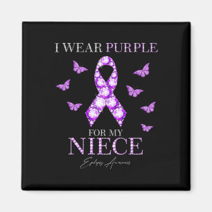 I Wear Purple For My Niece Epilepsy Awareness Mont Magnet
