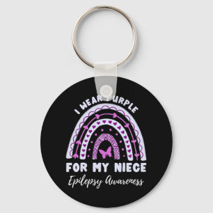 I Wear Purple For My Niece Epilepsy Awareness Rain Key Ring