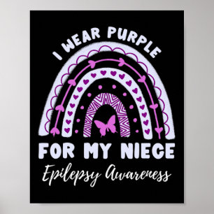 I Wear Purple For My Niece Epilepsy Awareness Rain Poster