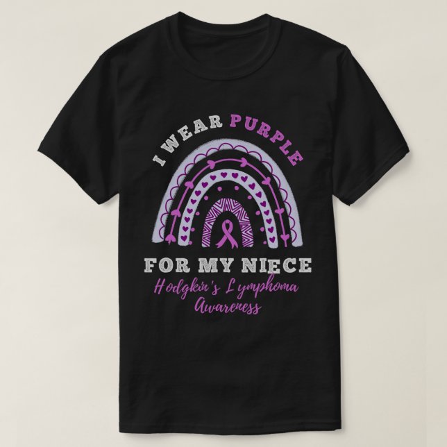 I Wear Purple For My Niece Hodgkin's Lymphoma Awar T-Shirt (Design Front)