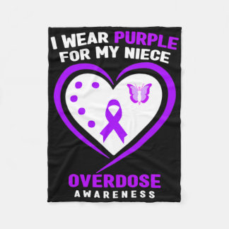 I Wear Purple For My Niece Overdose Awareness 1 Fleece Blanket