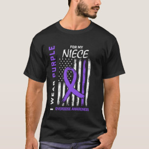 I Wear Purple For My Niece Overdose Awareness Amer T-Shirt