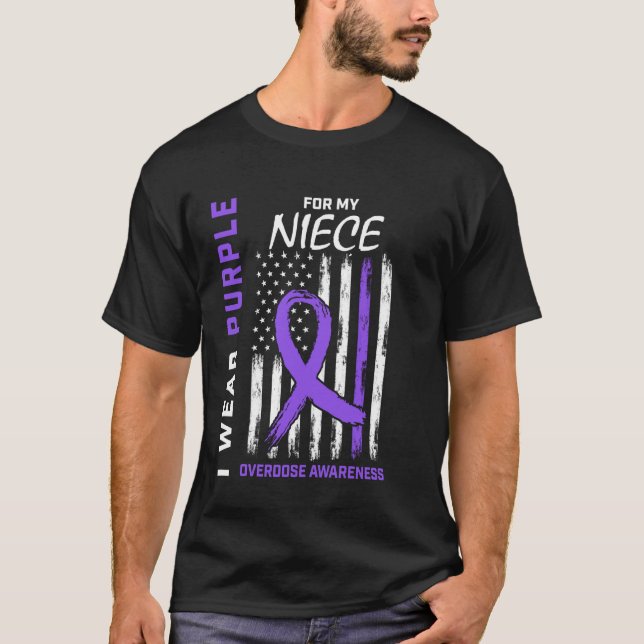 I Wear Purple For My Niece Overdose Awareness Amer T-Shirt (Front)