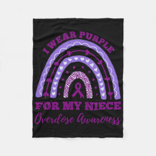 I Wear Purple For My Niece Overdose Awareness Rain Fleece Blanket