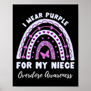 I Wear Purple For My Niece Overdose Awareness Rain Poster