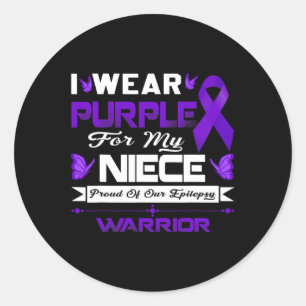 I Wear Purple For My Niece Proud Of Our Epilepsy W Classic Round Sticker