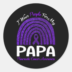 I Wear Purple For My Papa Pancreatic Cancer Rainbo Classic Round Sticker