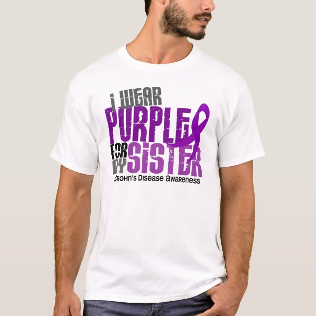 I Wear Purple For My Sister 6 Crohn’s Disease T-Shirt (Front)