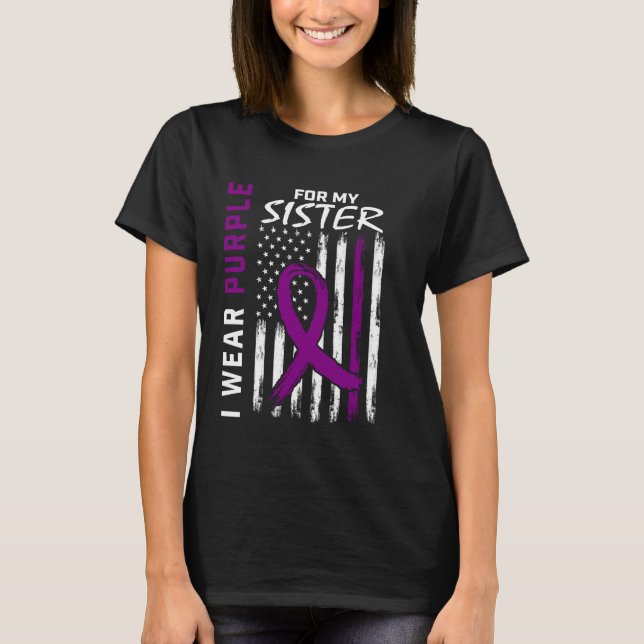 I Wear Purple For My Sister Alzheimers Awareness U T-Shirt (Front)