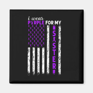 I Wear Purple For My Sister Pancreatic Cancer Usa Magnet