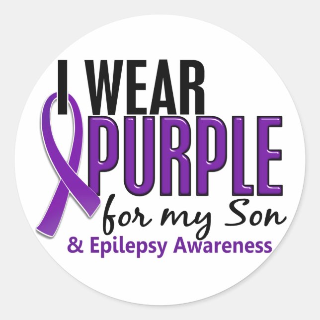 I Wear Purple For My Son 10 Epilepsy Classic Round Sticker (Front)