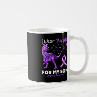 I Wear Purple For My Son Epilepsy Awareness Dinosa Coffee Mug
