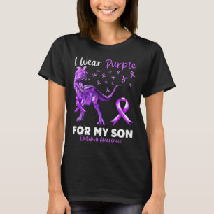 I Wear Purple For My Son Epilepsy Awareness Dinosa T-Shirt