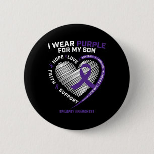 I Wear Purple For My Son Epilepsy Awareness Gifts  6 Cm Round Badge