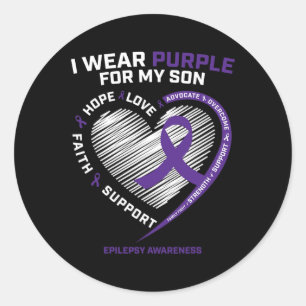 I Wear Purple For My Son Epilepsy Awareness Gifts  Classic Round Sticker
