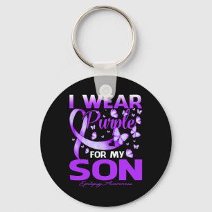 I Wear Purple For My Son Epilepsy Awareness Key Ring