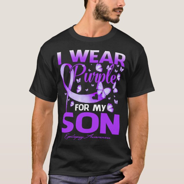 I Wear Purple For My SON Epilepsy Awareness T-Shirt (Front)