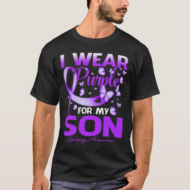 I Wear Purple For My Son Epilepsy Awareness  T-Shirt (Front)