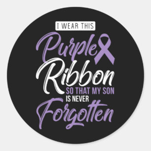 I Wear Purple For My Son International Awareness O Classic Round Sticker