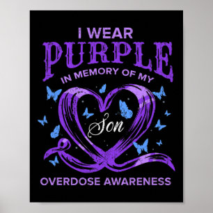 I Wear Purple For My Son Overdose Awareness Vintag Poster