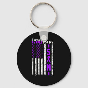 I Wear Purple For My Son Pancreatic Cancer Usa Fla Key Ring