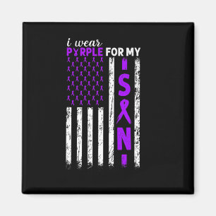 I Wear Purple For My Son Pancreatic Cancer Usa Fla Magnet