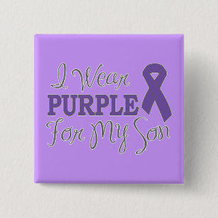 I Wear Purple For My Son (Purple Ribbon) 15 Cm Square Badge