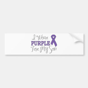 I Wear Purple For My Son (Purple Ribbon) Bumper Sticker