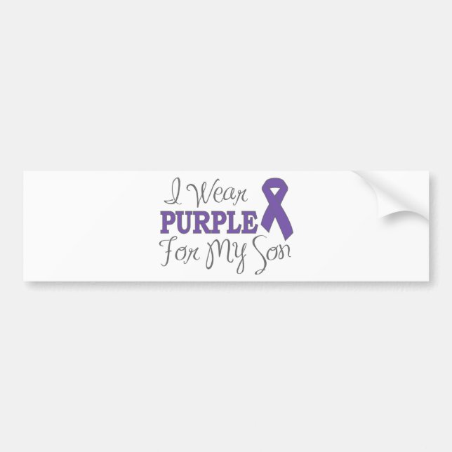 I Wear Purple For My Son (Purple Ribbon) Bumper Sticker (Front)