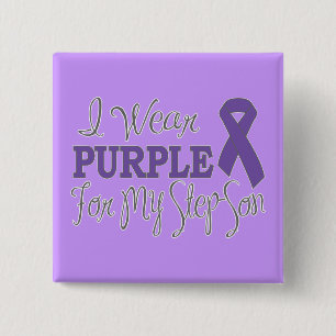I Wear Purple For My Step-Son (Purple Ribbon) 15 Cm Square Badge