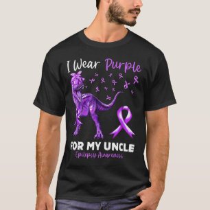 I Wear Purple For My Uncle Epilepsy Awareness Dino T-Shirt