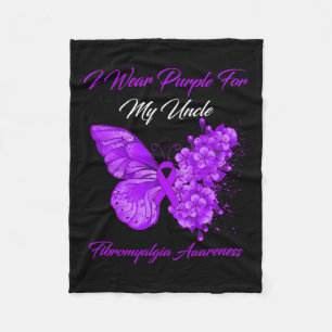 I Wear Purple For My Uncle Fibromyalgia Warrior 1 Fleece Blanket