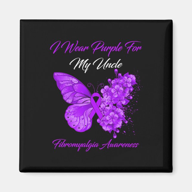 I Wear Purple For My Uncle Fibromyalgia Warrior  Magnet (Front)