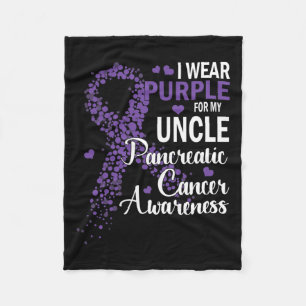 I Wear Purple For My Uncle Pancreatic Cancer Aware Fleece Blanket