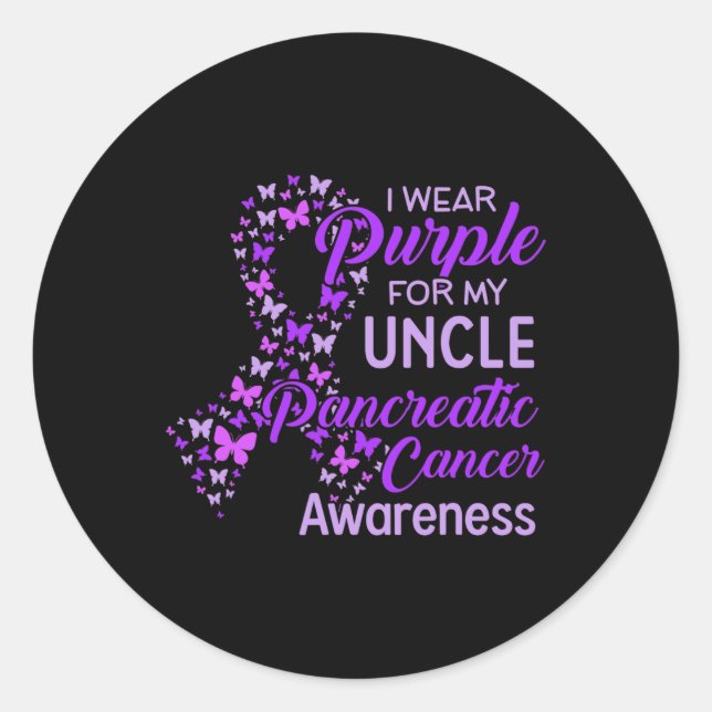 I wear Purple for my Uncle Pancreatic Cancer  Classic Round Sticker (Front)