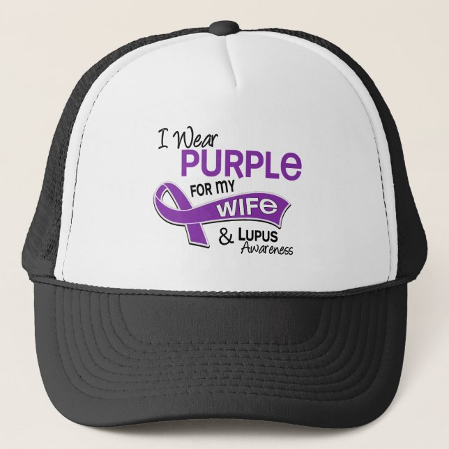 I Wear Purple For My Wife 42 Lupus Trucker Hat (Front)